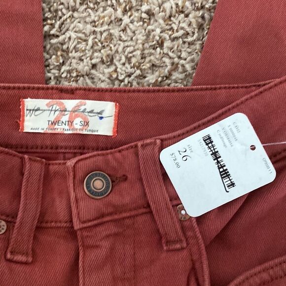 NWT Free People We The Free Red High Rise Skinny Jeans Size 26 - Picture 11 of 14
